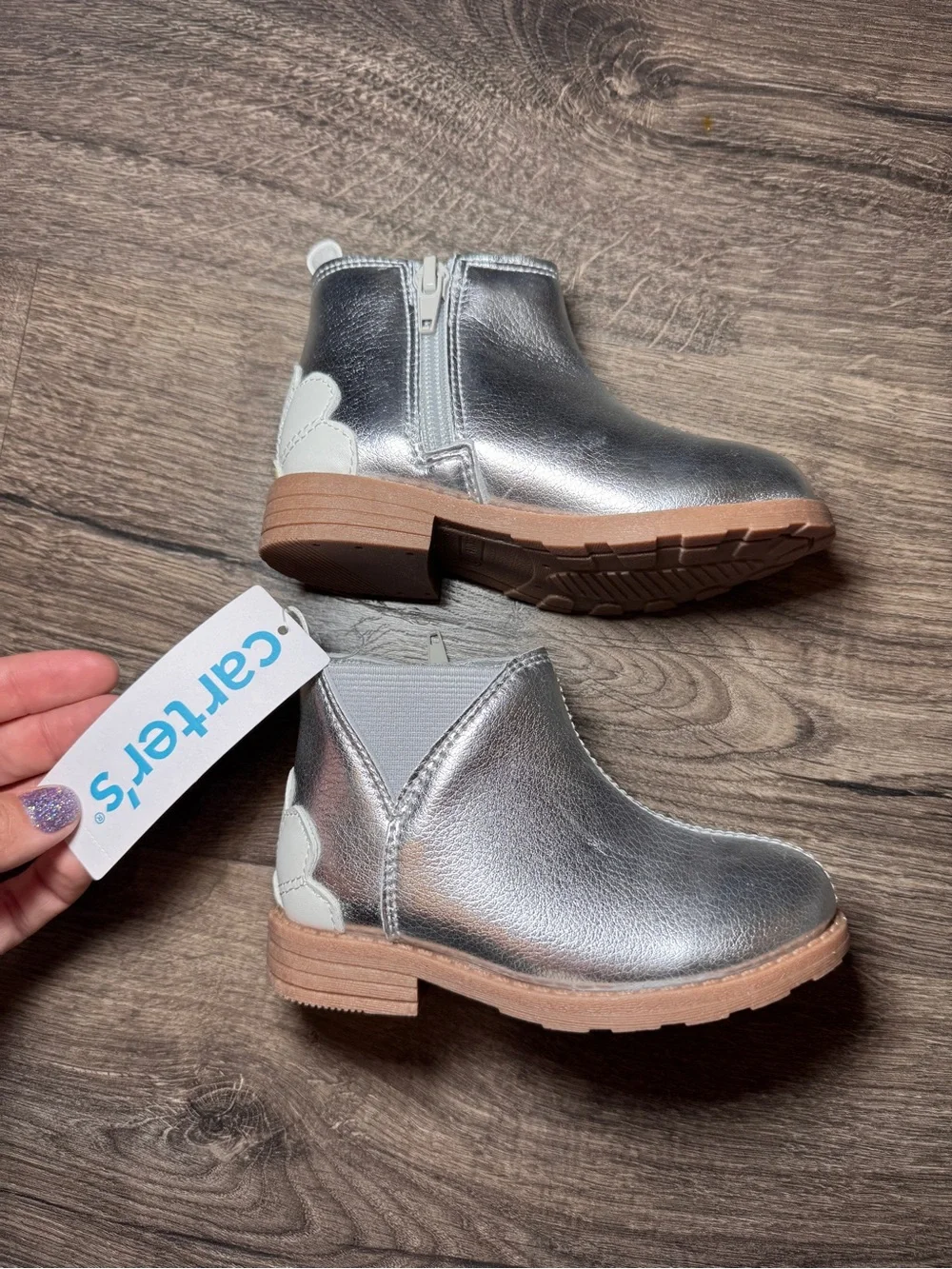Carter's Metallic Silver Toddler Ankle Boots